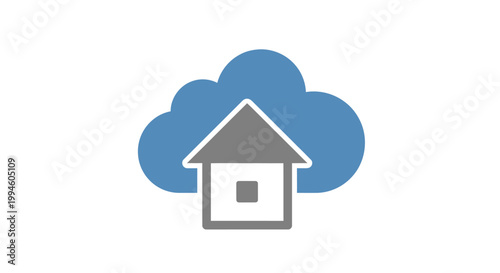 Conceptual image of home residing in the cloud, representing digital transformation and technology