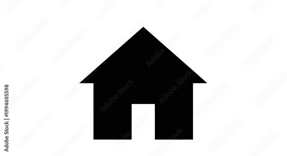 Fototapeta premium Simple black house icon silhouette against white background, perfect for web design