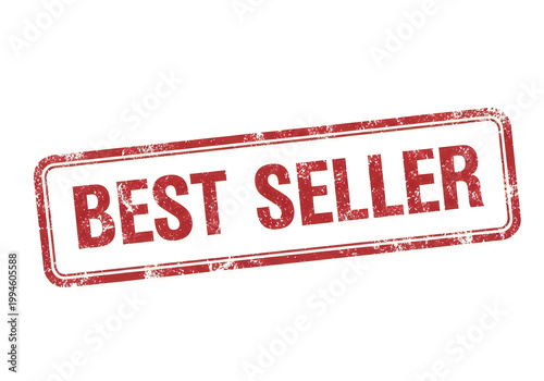 Vintage best seller stamp on a weathered background isolated on white background