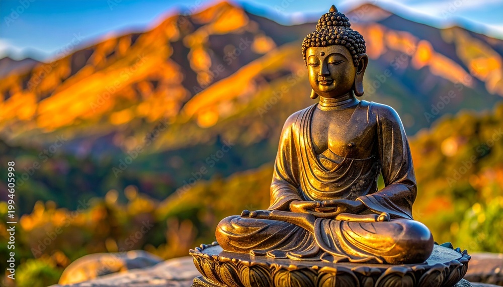 Obraz premium Bronze Buddha Statue for Buddha Purnima or Vesak Celebration