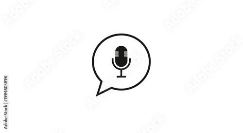 Microphone in Speech Bubble Icon.