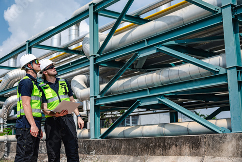 The petroleum engineering team inspected the plant for signs of damage.