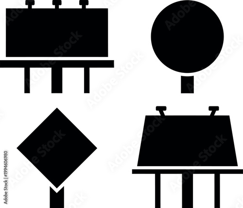 four types of billboard advertising structures flat design vector illustration