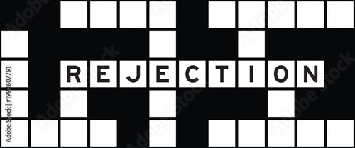 Alphabet letter in word rejection on crossword puzzle background