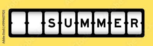 Black color in word summer on slot banner with yellow color background