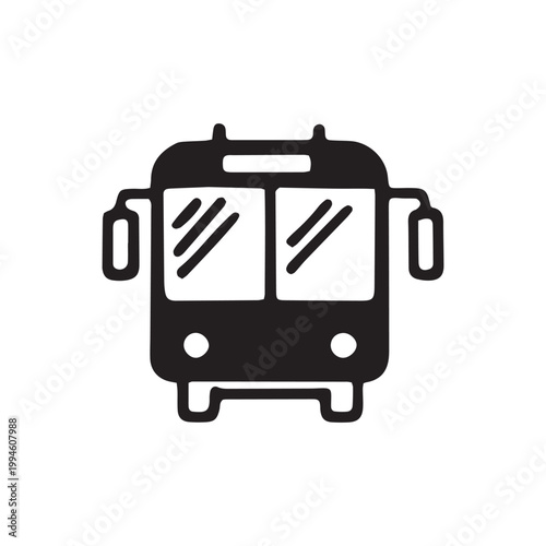 Vector bus icon, transportation symbol, travel sign, black illustration