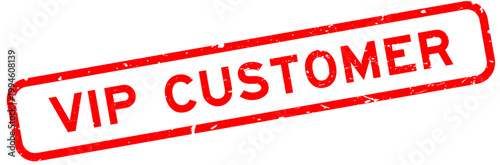 Grunge red VIP customer word square rubber seal stamp on white background