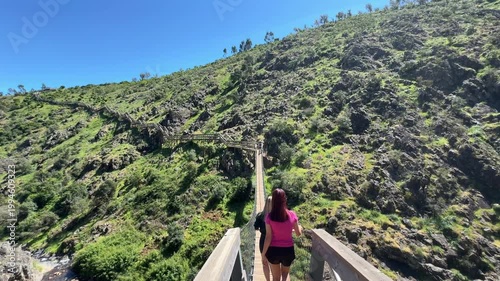 Steep Wooden Stairs of Barranco do Demo Boardwalk, Algarve, Portugal
