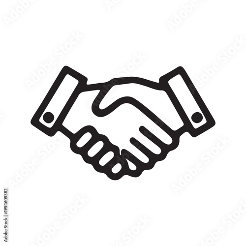 Handshake icon, business partnership symbol, agreement handshake, corporate deal