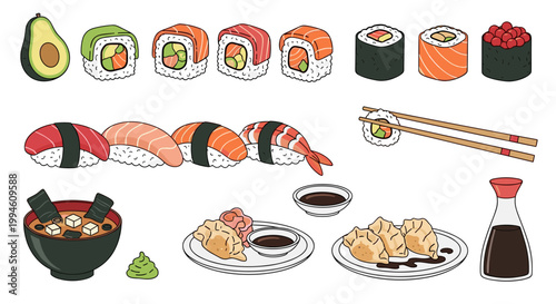 Sushi and Japanese food variety.