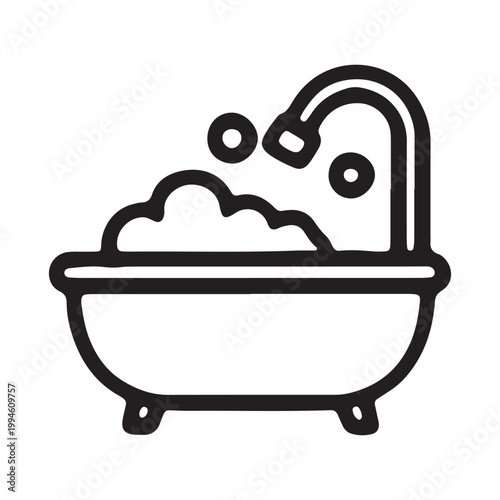 Illustration of a cozy nursery room with a wooden bath and shower featuring a vintage crib and furniture design