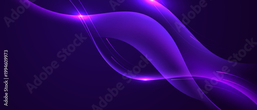 Purple neon abstract background with flowing wave shapes.