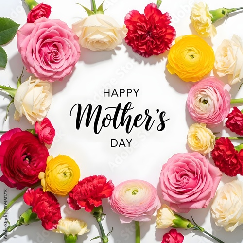 Mother's day floral arrangement with calligraphy greeting