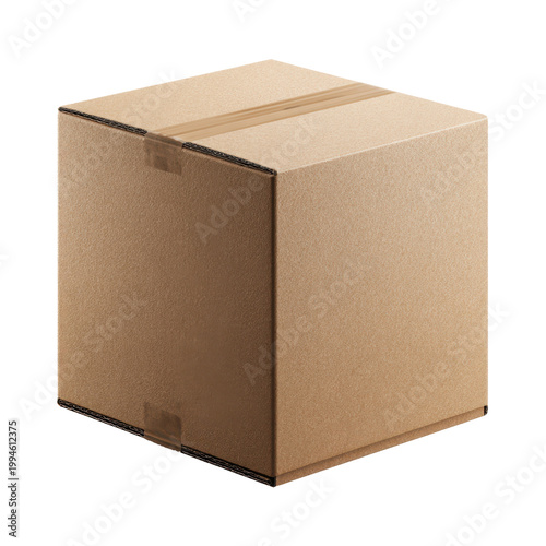 Cardboard box with tape on black background package shipping