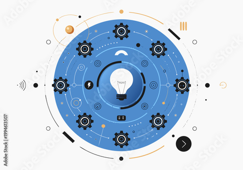 Innovation growth concept vector illustrating creative ideas, startup success, technological leadership, and strategic planning for future transformation.