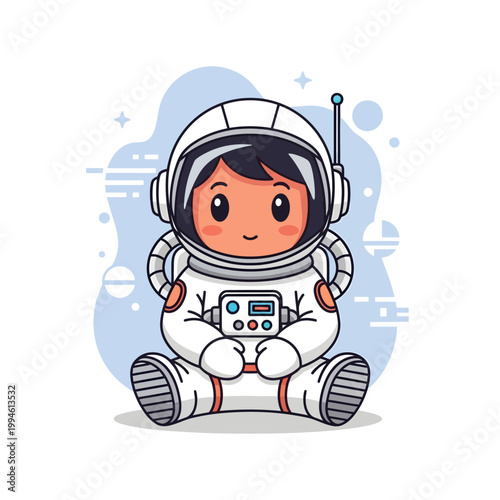 Cute Astronaut Wearing White Suit.