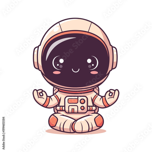 Cute astronaut cartoon character sitting.