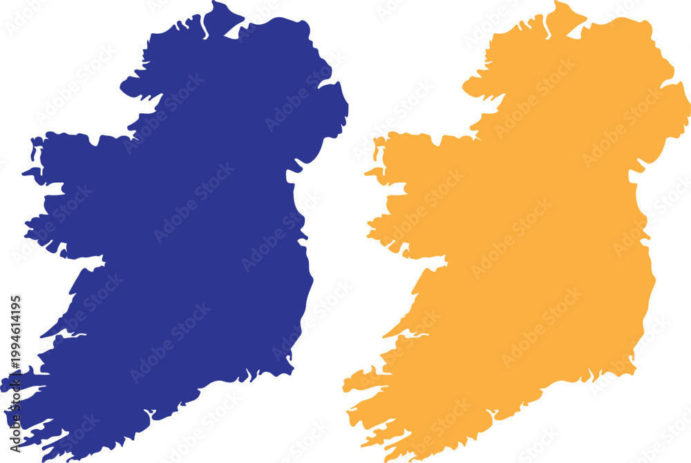 Obraz premium Ireland Map Color Silhouette Set Europe Country Geography Vector Illustration