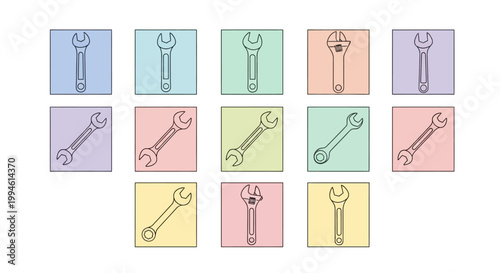 Collection of assorted metal wrenches.