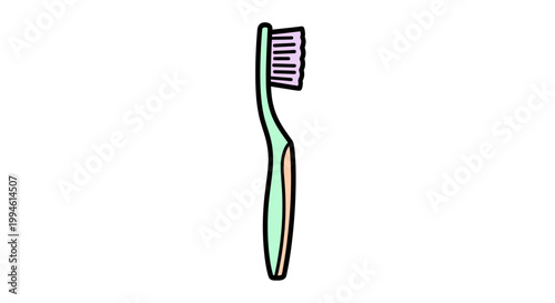 Toothbrush with bristles and handle.