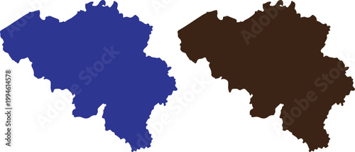 Belgium Map Color Silhouette Set Europe Country Geography Vector Illustration