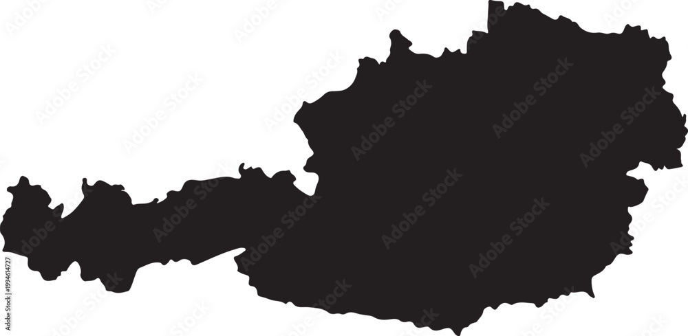Obraz premium Austria Map Silhouette Europe Country Geography Vector Illustration