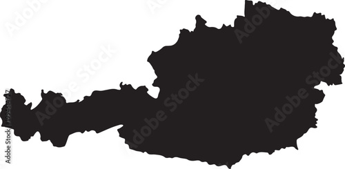 Austria Map Silhouette Europe Country Geography Vector Illustration