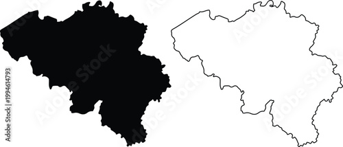 Belgium Map Silhouette and Outline Europe Country Geography Vector Illustration