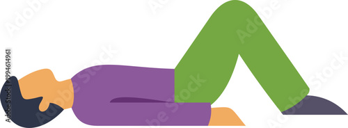 Person lying down and relaxing with bent knees in a flat design style illustration