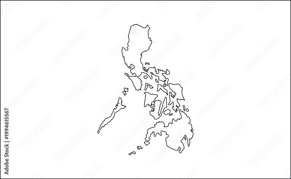 Obraz premium Philippines Map Outline Southeast Asia Country Geography Vector Illustration