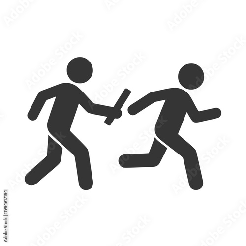 バトンパスをする人物のシルエットアイコン