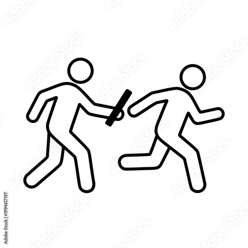 バトンパスをする人物のラインアイコン