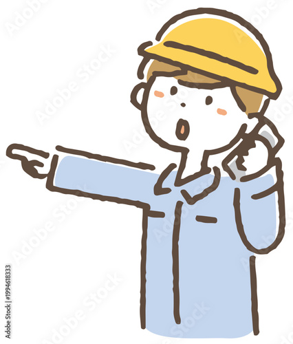 指示を出す現場監督のイラスト。/ Site Manager Giving Instructions Illustration.