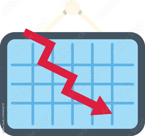 Chart showing a red arrow falling, representing economic decline and financial loss