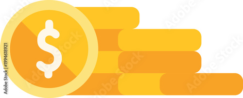 Stacked gold coins with dollar sign representing finance and business growth