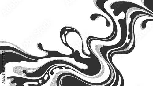 Εκτύπωση καμβά A swirling abstract design features flowing black and gray lines resembling liqu