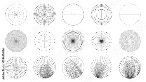 A collection of circular diagrams featuring varying patterns of dots and lines arranged on a white background high quality professional detailed modern elegant stylish clean crisp