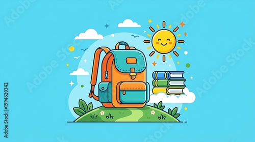 School holiday summer kids illustration