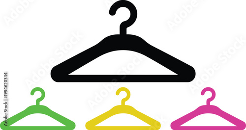 Colorful hangers displayed with a black standard hanger for comparison