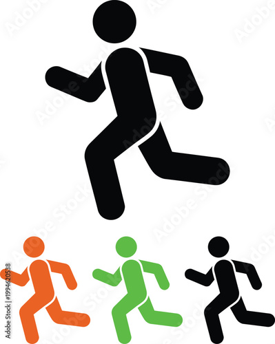 Pedestrian crossing signals with different colored figures indicating safe and unsafe times to cross