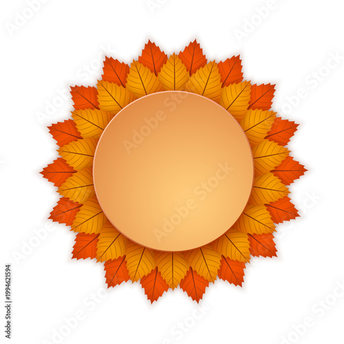 Autumn Leaves Circle Frame: A vibrant circle frame crafted from radiant autumn leaves, encircling an inviting space. Evoking the crisp essence of fall and ready for your message.