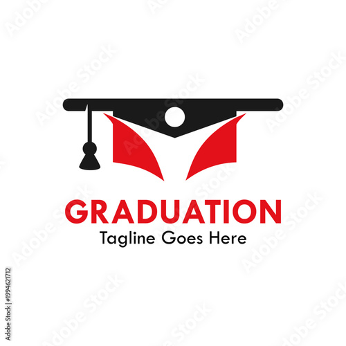 Modern graduation logo with an abstract human figure wearing a mortarboard. Symbolizes academic success, student achievement, and higher education.