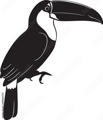 Black silhouette of a woman in a long dress holding a handbag and umbrella