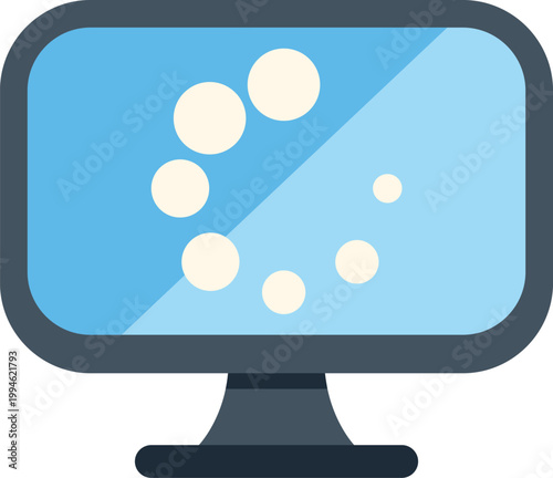 Computer monitor showing a spinning loading indicator for buffering or web page progress