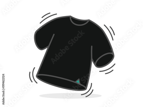 Black T shirt fluttering mid air in motion