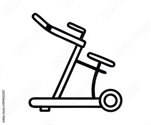 Simple line drawing of a stationary exercise bike viewed from the side