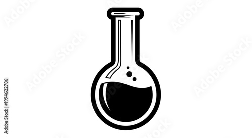 Minimalist Illustration of a Laboratory Flask with Liquid for Scientific Concepts