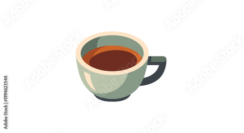 Stylized coffee cup illustration depicting a beverage and a handle for easy holding