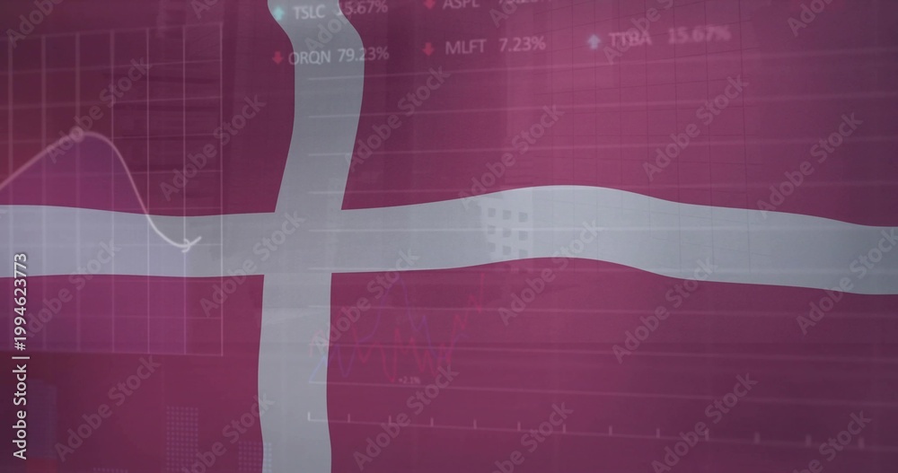 Fototapeta premium Displaying centered white Nordic cross covering magenta field, with grid and percent labels