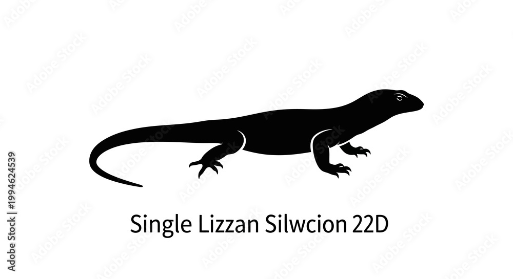 Obraz premium Black Silhouette of a Lizard on White Background